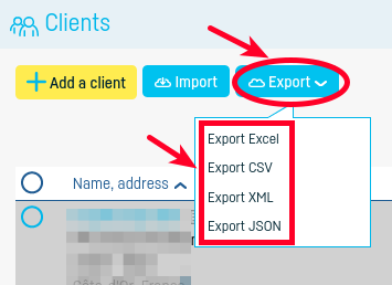 How do I export a clients list? - step 2