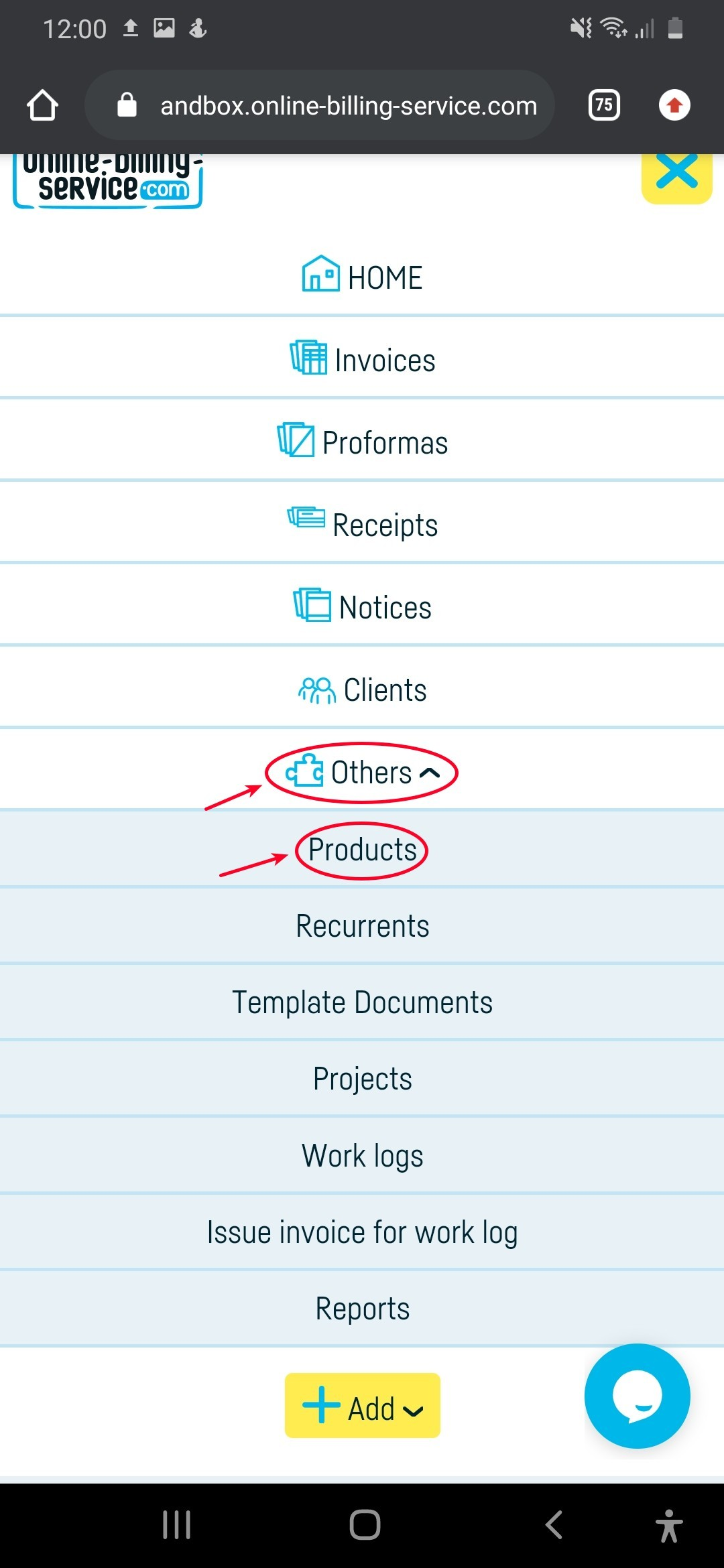 How do I import a product or services list? - step 1