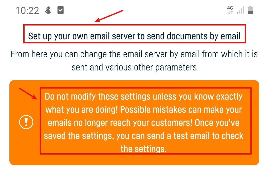 Advanced settings for sending documents by email - step 3