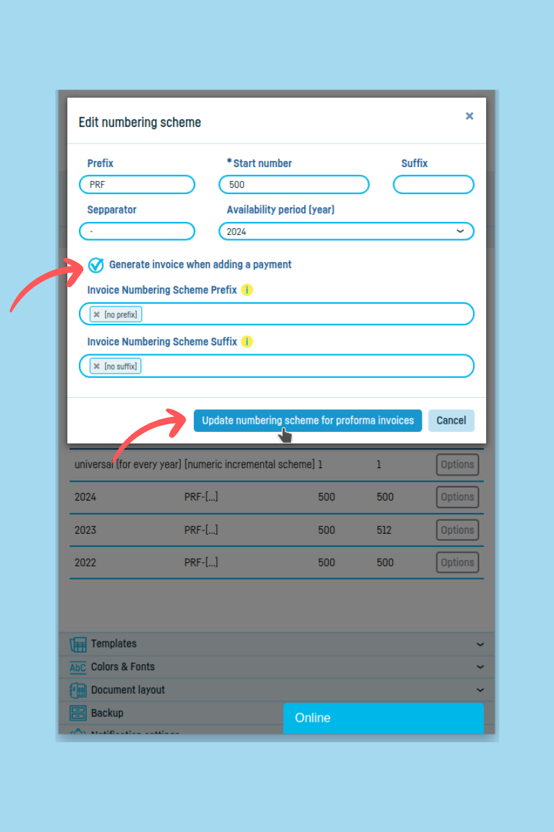 Automatically generate invoice from proforma payment - step 5