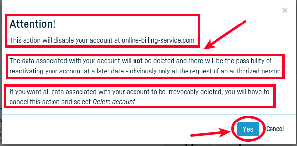 How do I close my account at online billing service? - step 3
