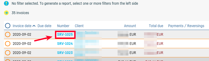 How do I export an invoice to SAGA? - step 2