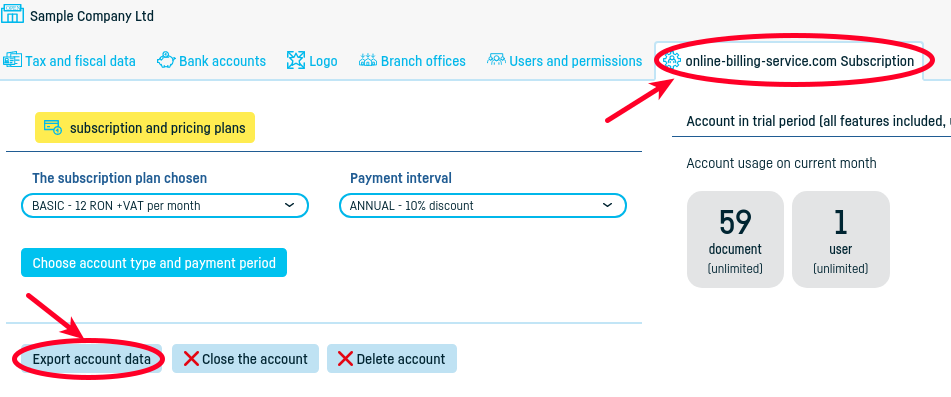 How do I export the data associated with my account? - step 4