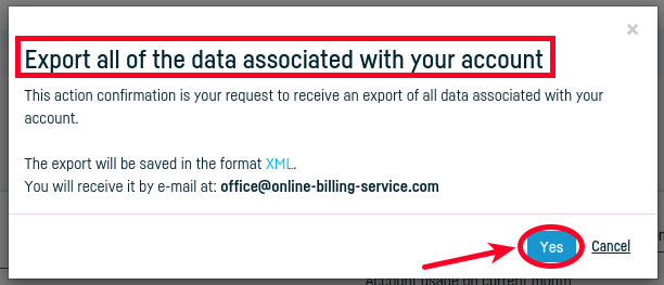 How do I export the data associated with my account? - step 5