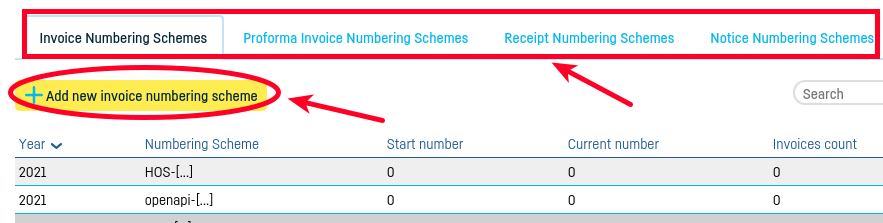 How do I add an invoice numbering scheme? - step 3