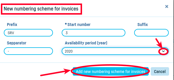 How do I add an invoice numbering scheme? - step 4