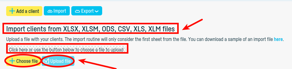 How do I import a clients list? - step 2