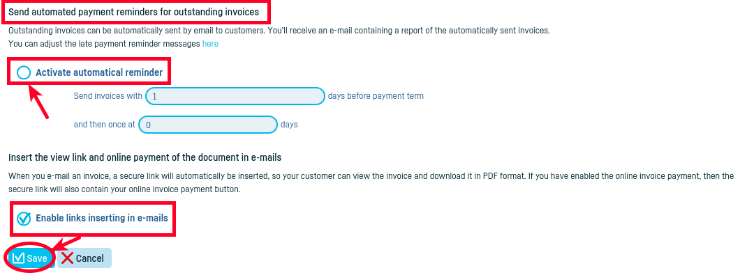 How can I send due invoices by e-mail? - step 3