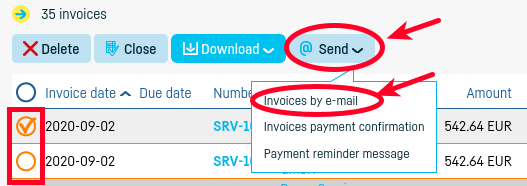How do I send an invoice by e-mail? - step 3