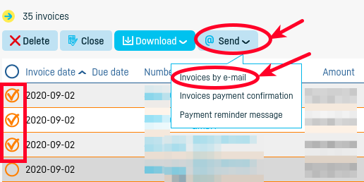 How do I send an invoice by e-mail? - step 6