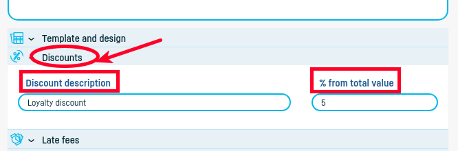 How can I enter discounts on the invoices? - step 1