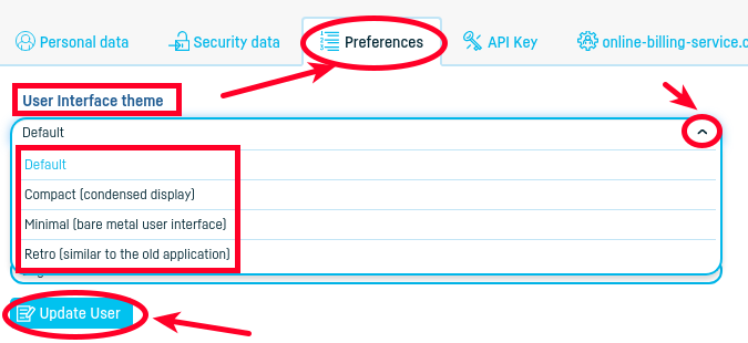 How do I change the interface theme? - step 2