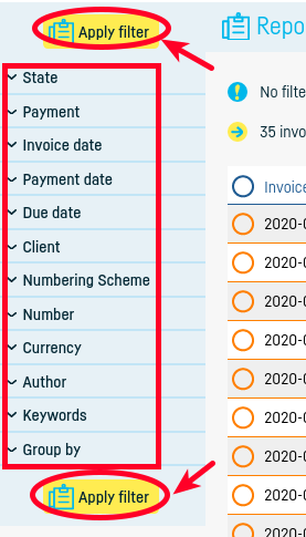 How do I export a group of invoices to SAGA? - step 2