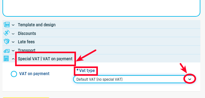 How do I add a special VAT invoice? - step 1