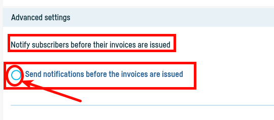 Notify subscribers before their invoices are issued - step 1