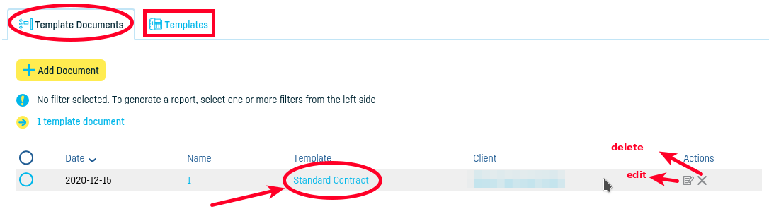 Generate a document from a standard document template - step 3