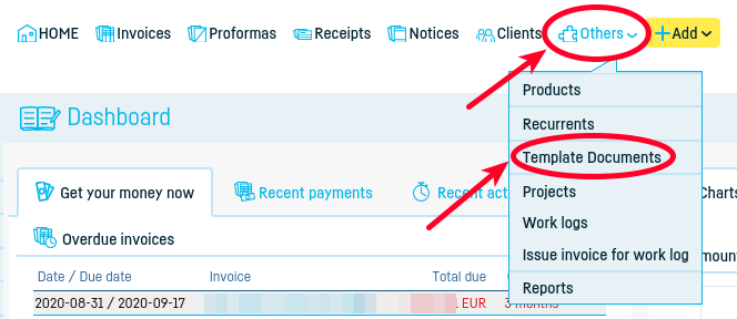 How do I define a standard document template? - step 2