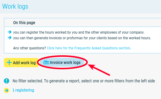 How do I invoice a work log? - step 3