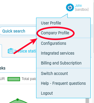 How do I change the company data? - step 1