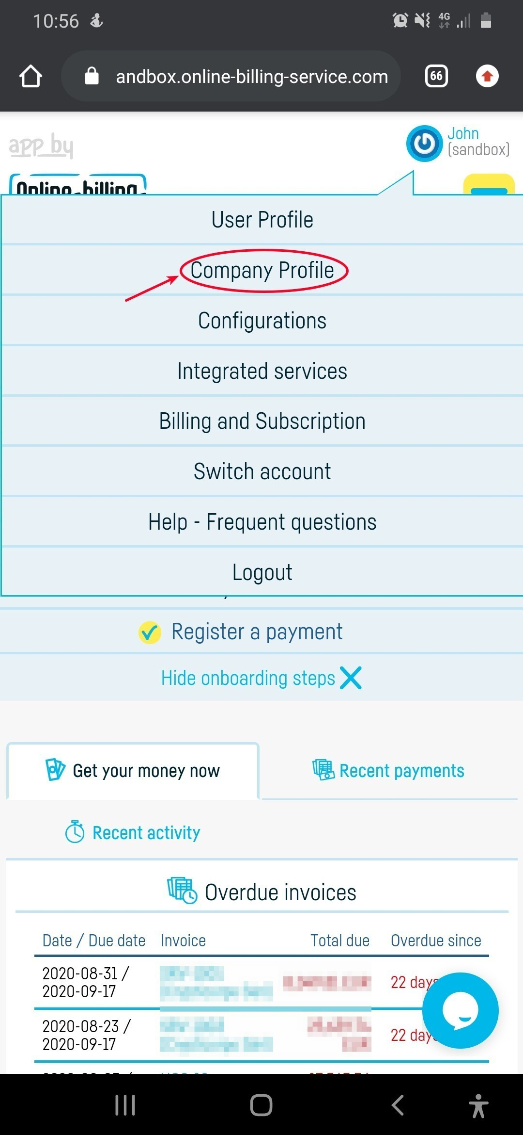 How do I close my account at online-billing-service? - step 1