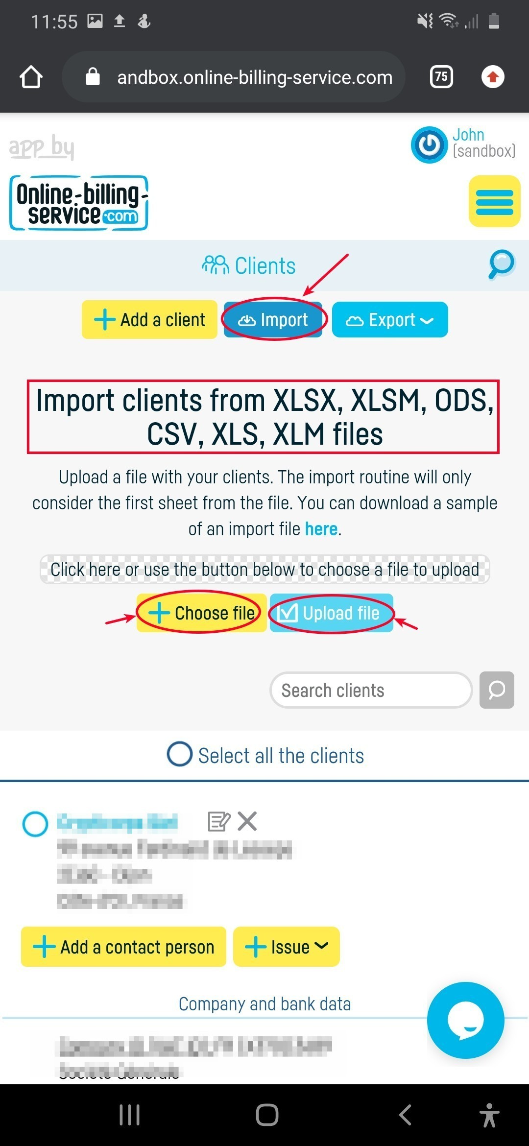 How do I import a clients list? - step 2
