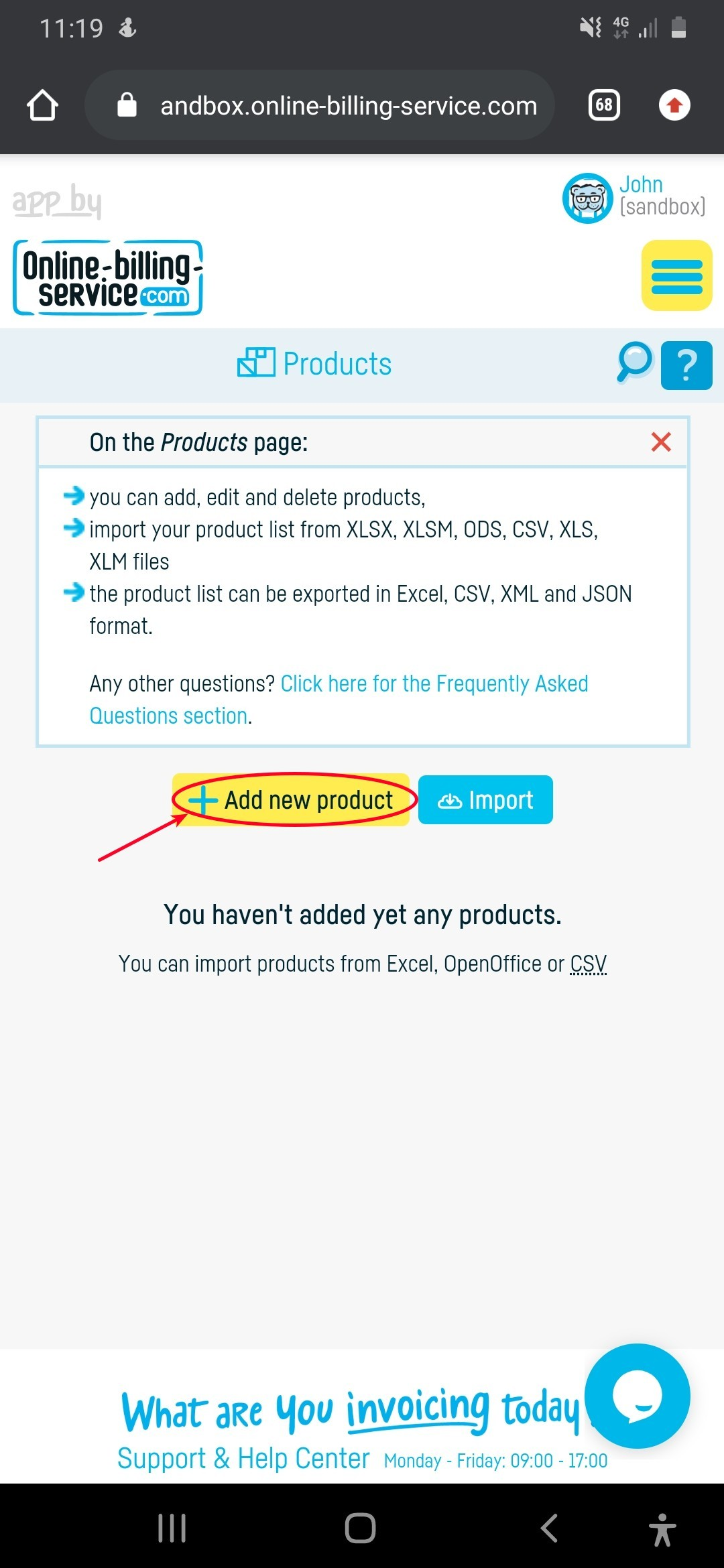 How do I add a new product / service? - step 2