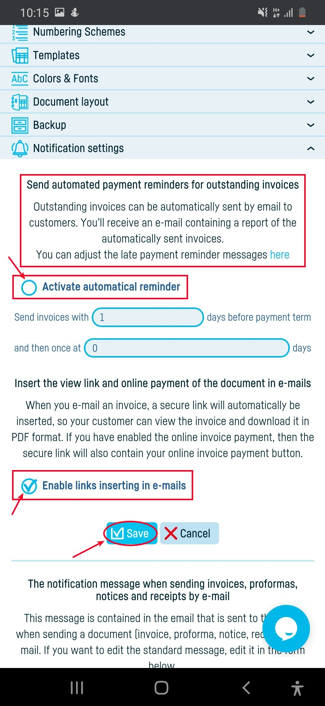How can I send due invoices by e-mail? - step 3
