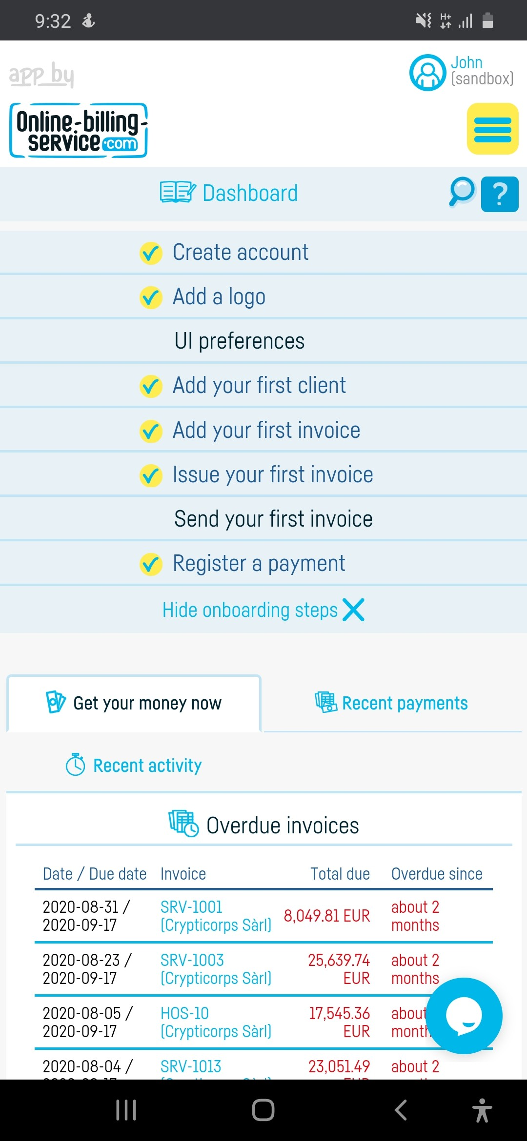 Managing invoices / documents - step 1