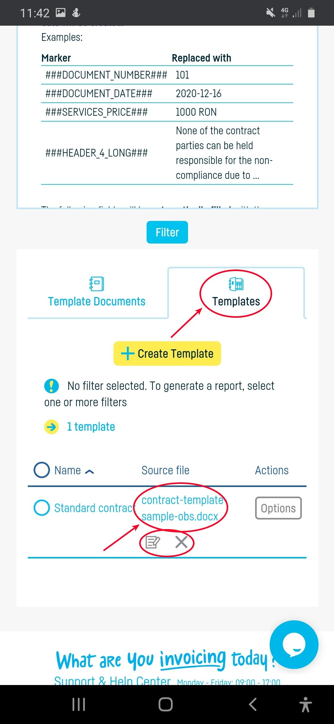 How do I define a standard document template? - step 7