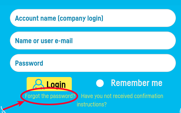 Forgot login data? See instructions to recover them - step 2