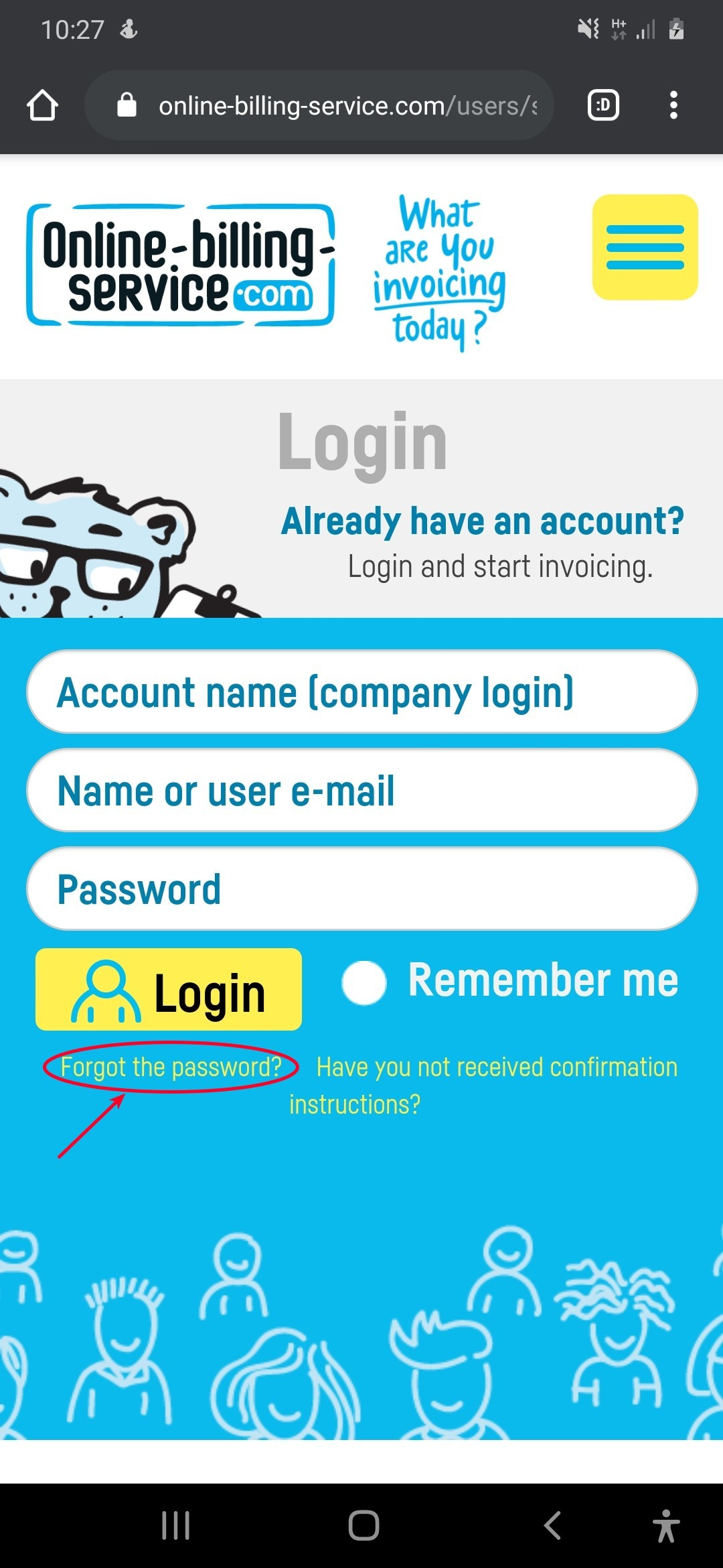 Forgot login data? See instructions to recover them - step 2