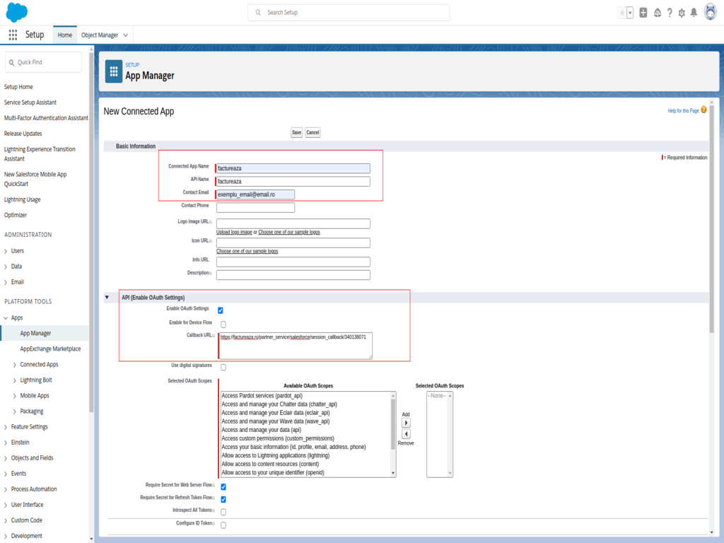 Activating the Salesforce integration - step 1