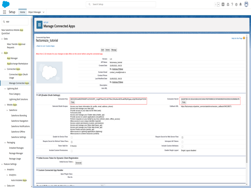 Activating the Salesforce integration - step 2