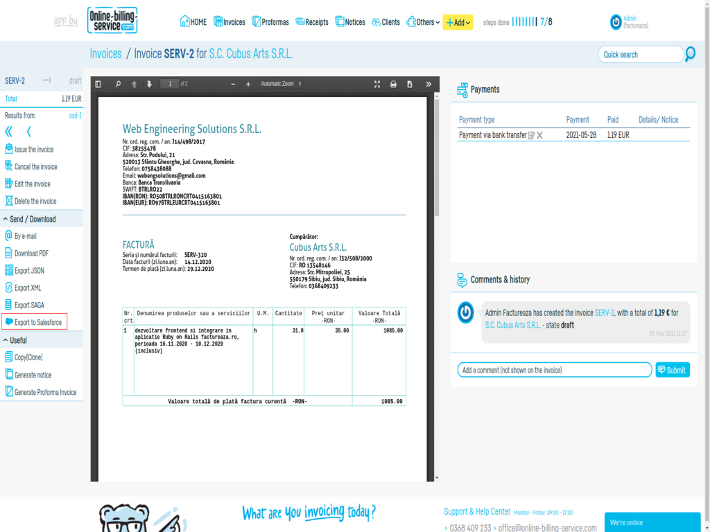 Activating the Salesforce integration - step 6