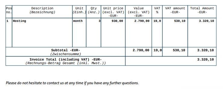 Formatting currency values in invoices - step 5