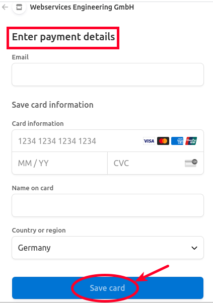 Automatic invoices payment by card - step 2