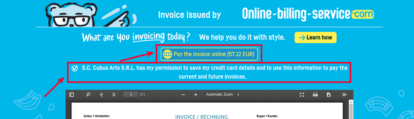 Automatic invoices payment by card - step 3
