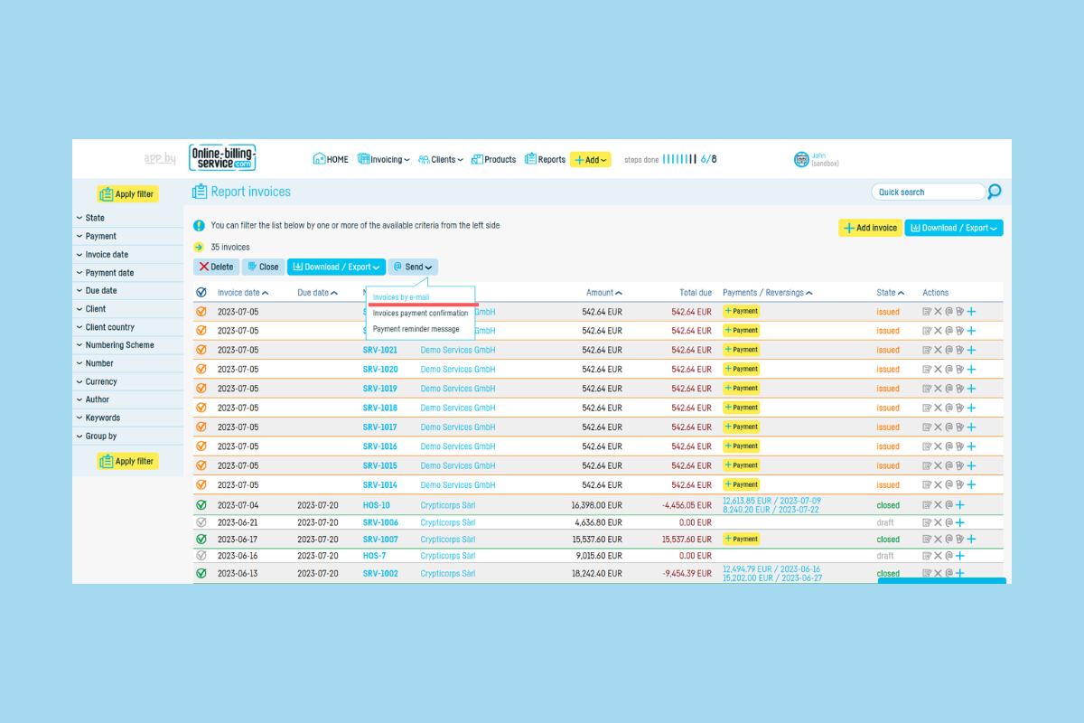 How do I schedule sending invoices by email? - step 3