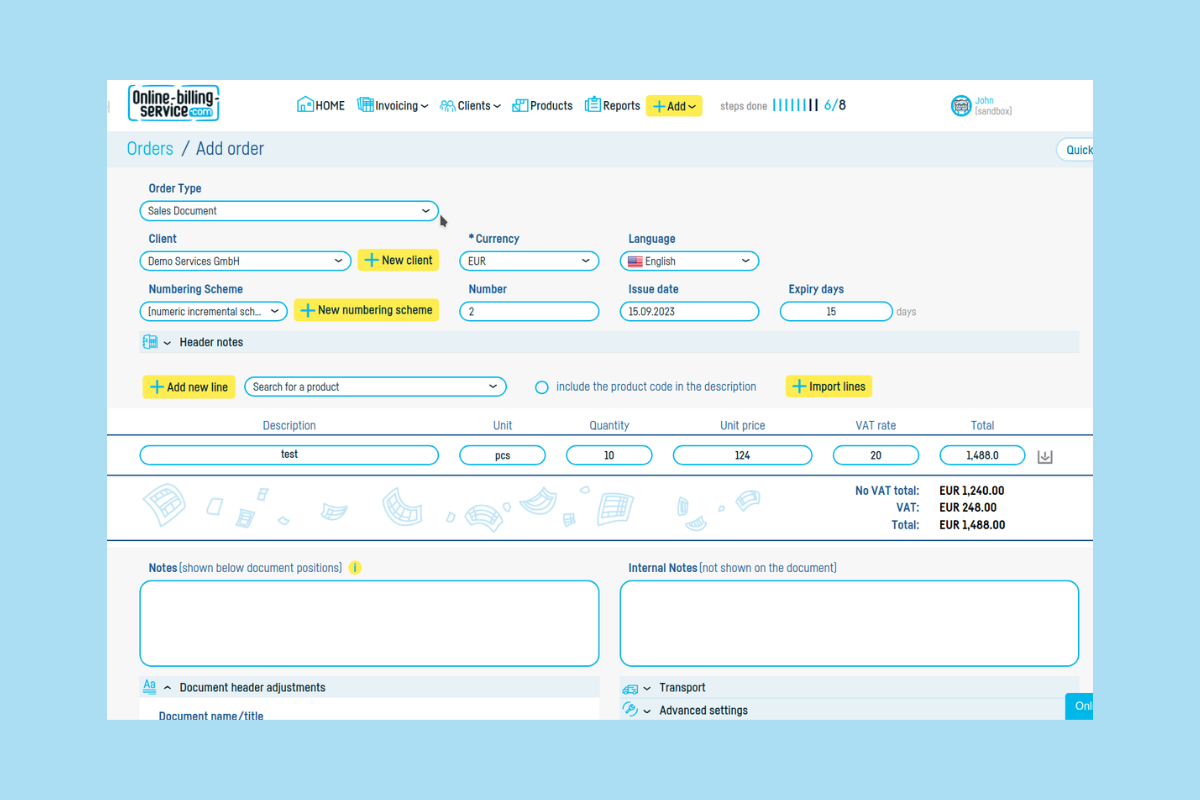 How to Add and Customize a Order - step 4