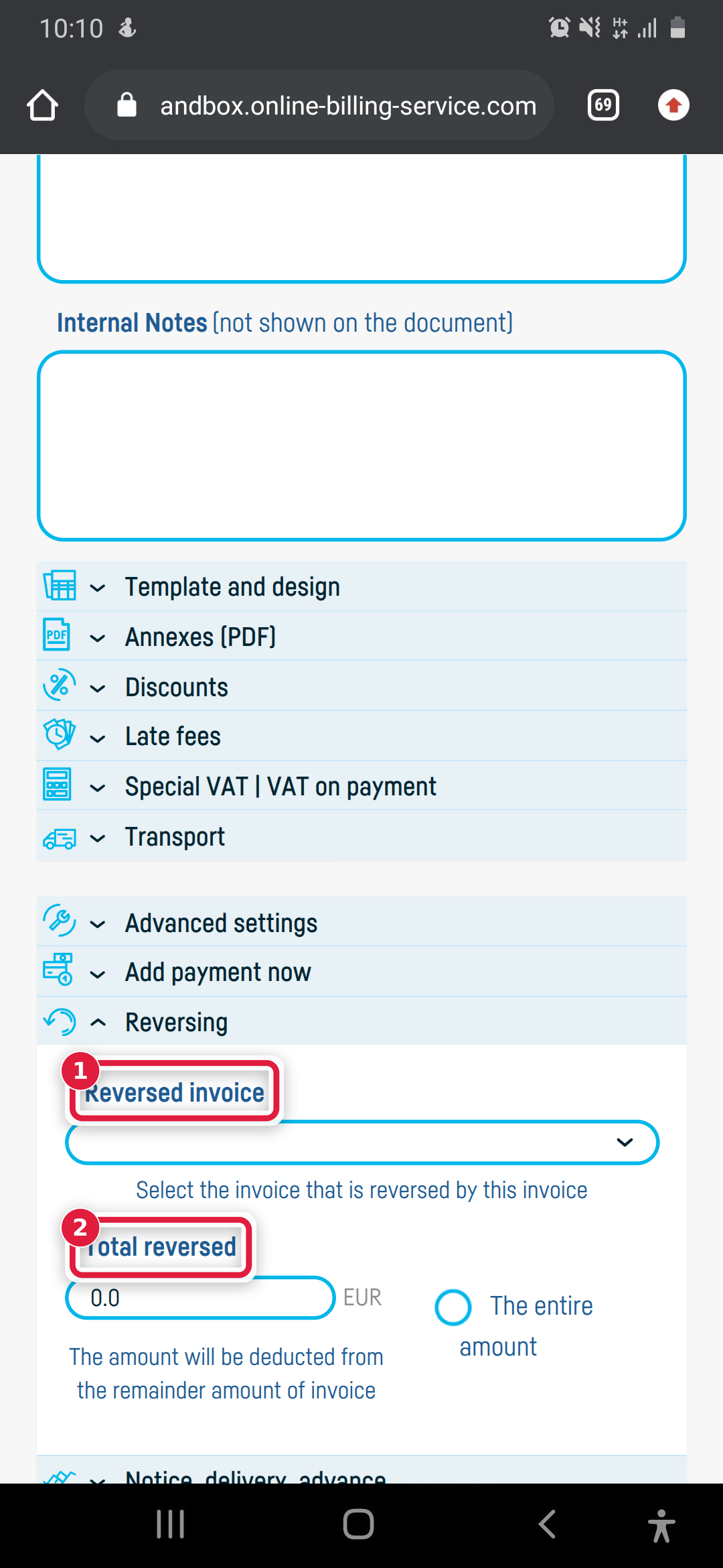 How do I reverse an invoice? - step 4