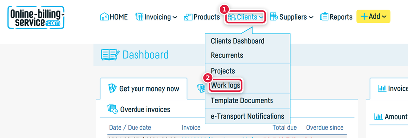 Work log adding instructions - step 2