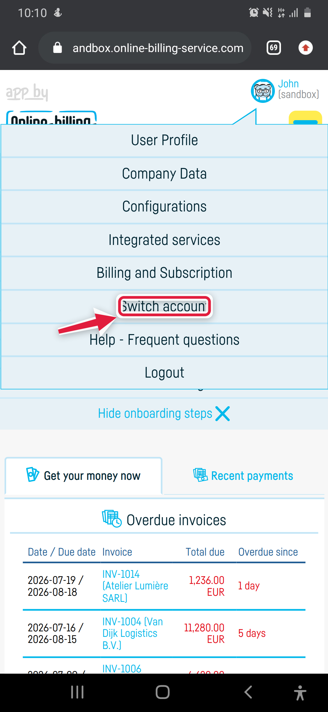 How do I link the accounts of multiples companies? - step 1