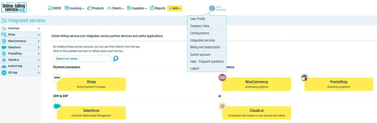 How to connect Claude.ai to online-billing-service.com - step 1